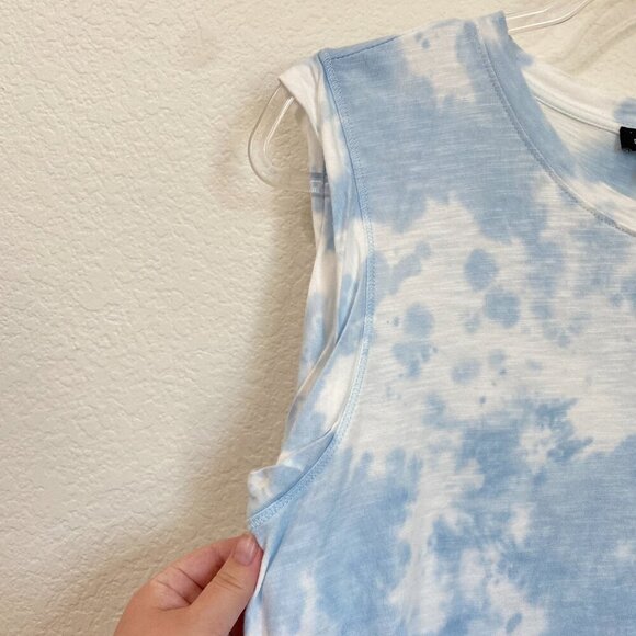 Sanctuary Easy Way Tie Dye Sleeveless T-shirt Dress in Blue and White - Picture 2 of 5